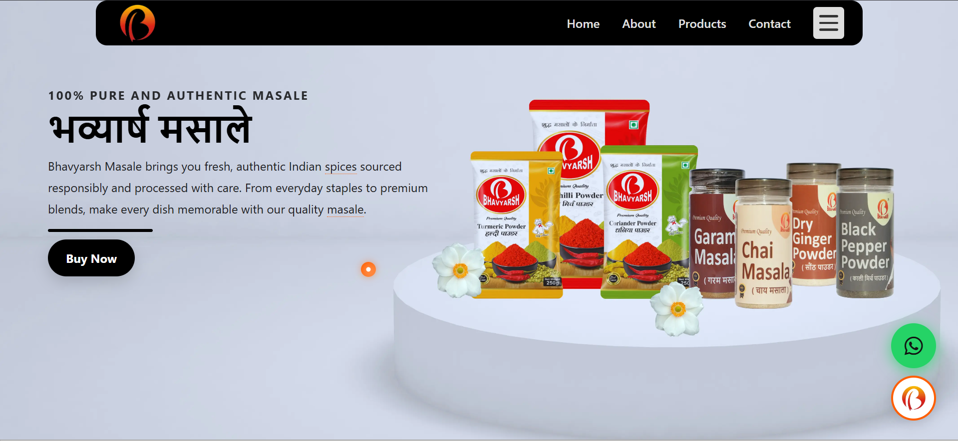 Bhavyarsh Masale website project by Bhavya Sharma